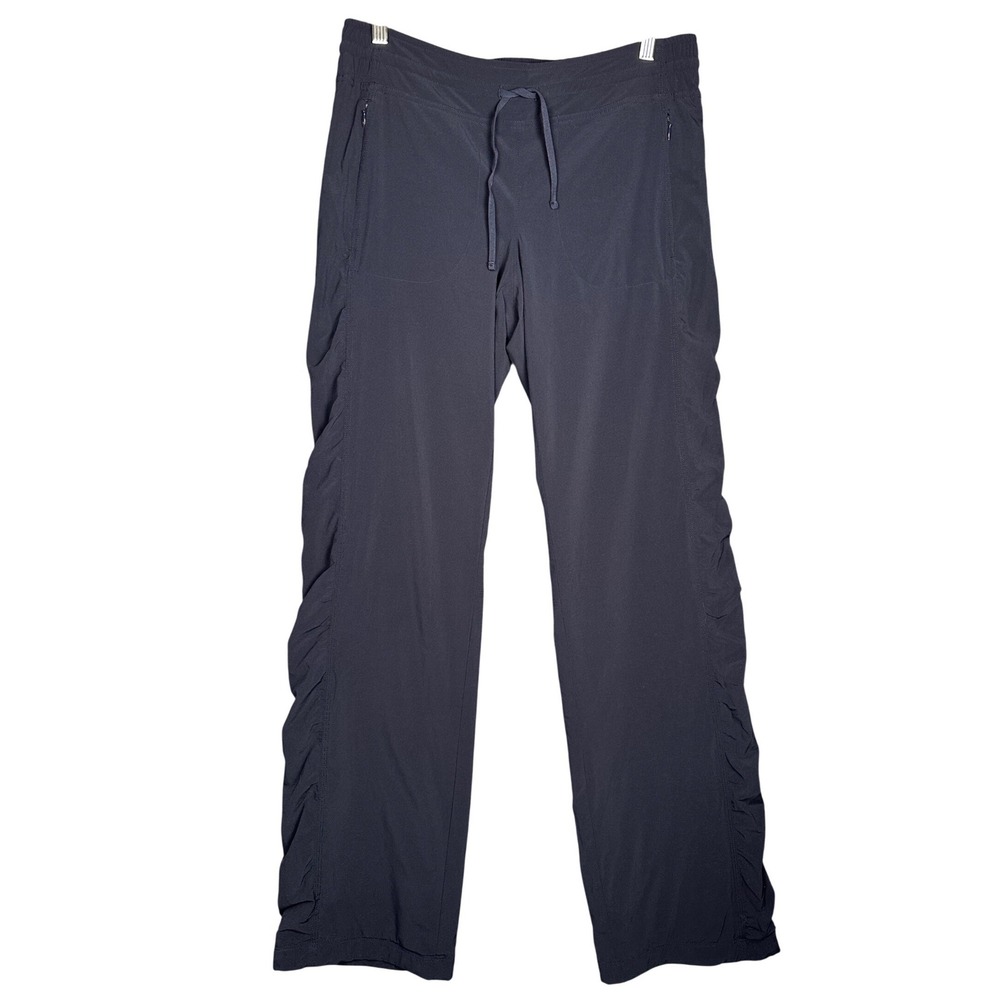 Athleta La Viva Lined Jogger Pants 10 TALL Navy Blue Ruched Hiking Outdoor - Picture 2 of 11